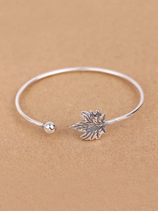 Peng Yuan Maple Leaf Silver Opening Bangle 0