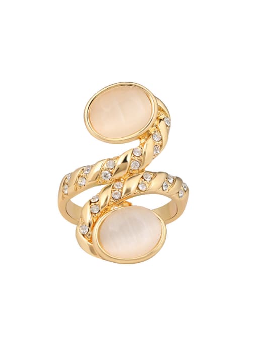Gujin Personalized Opal stones White Rhinestones Alloy Ring 0