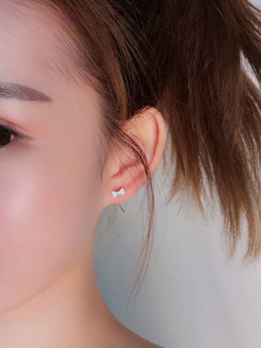 Peng Yuan Simple Little Bowknot Silver Earrings 2