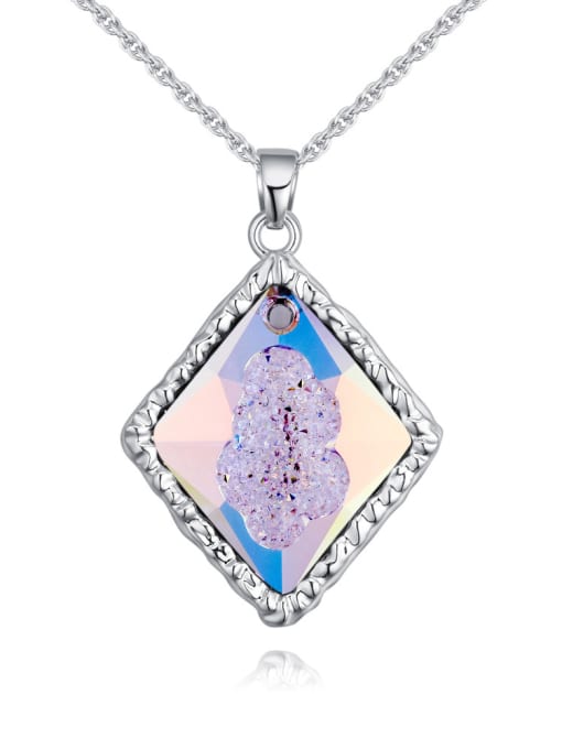 2 Personalized Rhombus Pendant austrian Crystal Alloy Necklace