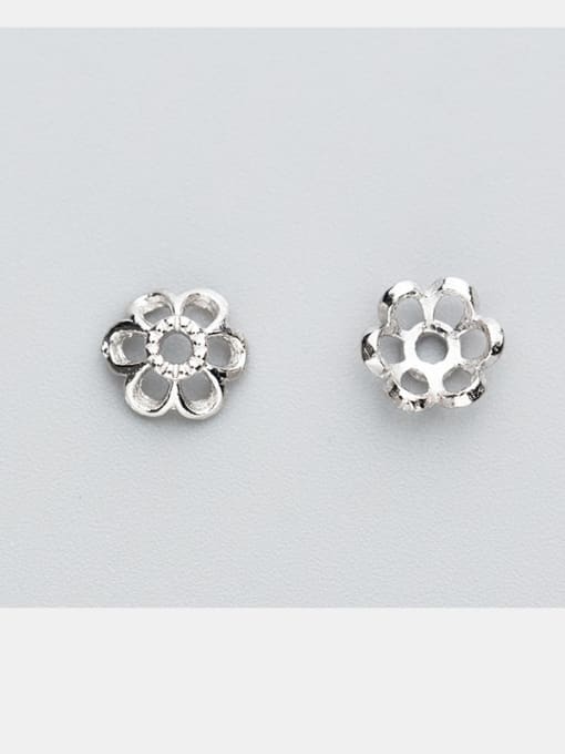 FAN 925 Sterling Silver With Silver Plated Hollow the six petals Bead Caps 1