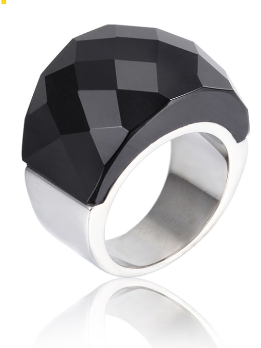 Black steel Stainless Steel With Gold Plated Trendy Geometric Party Multistone Rings
