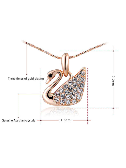 Ronaldo Alloy Rose Gold Plated Fashion Austria Crystal Swan Two Pieces Jewelry Set 1