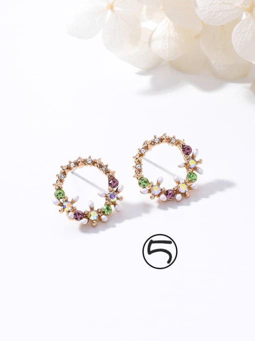 5#K4503 Alloy With Rose Gold Plated Simplistic Flower Stud Earrings