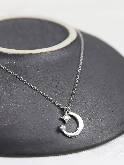 Peng Yuan Little Moon Zircon Silver Necklace 2