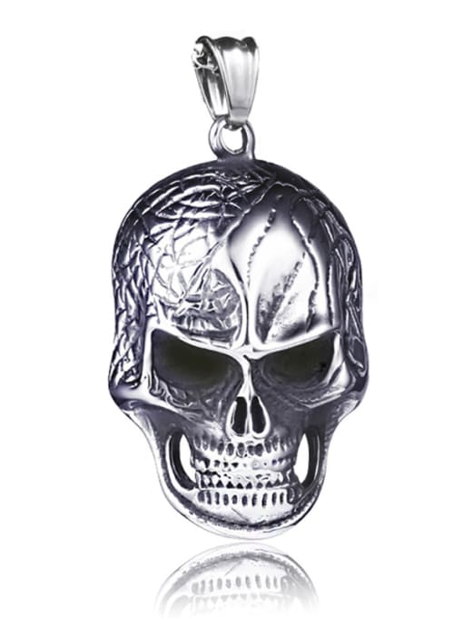 Big Skull (without Chain) Stainless Steel With Gun Plated Personality Skull Necklaces