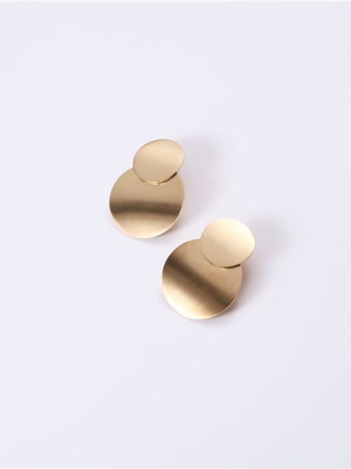GROSE Titanium With Gold Plated Simplistic  Smooth Round Stud Earrings 3