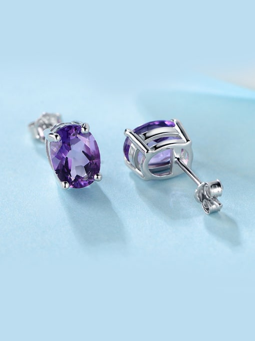 UNIENO Purple Crystal stud Earring 1