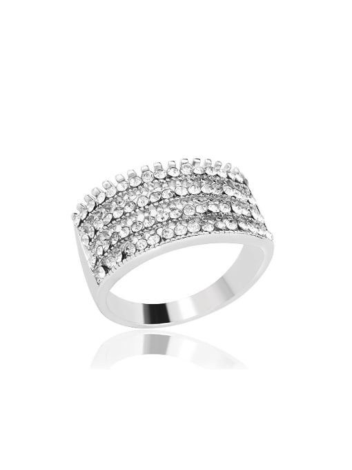 Silver Fashion White Crystals Alloy Ring