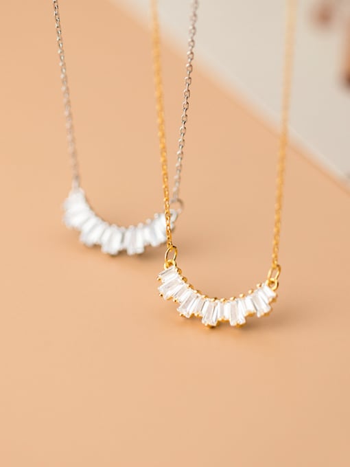 Rosh 925 Sterling Silver With Gold Plated Simplistic Geometric Necklaces 4
