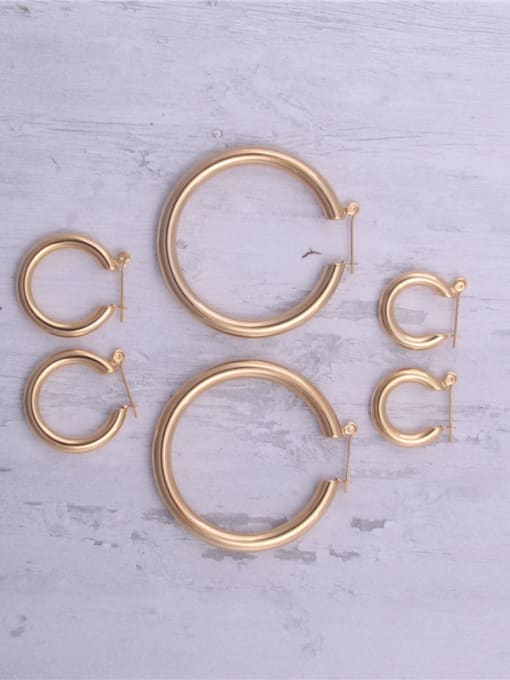 GROSE Titanium With Gold Plated Simplistic  Hollow  Round Hoop Earrings 1