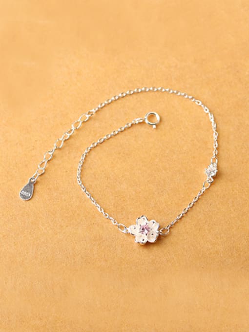 Peng Yuan Tiny Pink Flower Silver Bracelet 0