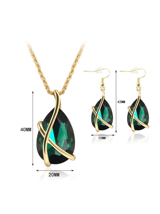 BESTIE Alloy Imitation-gold Plated Simple style Gemstone Two Pieces Jewelry Set 2