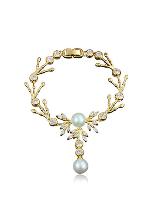 Gold Elegant 18K Gold Plated Artificial Pearl Bracelet