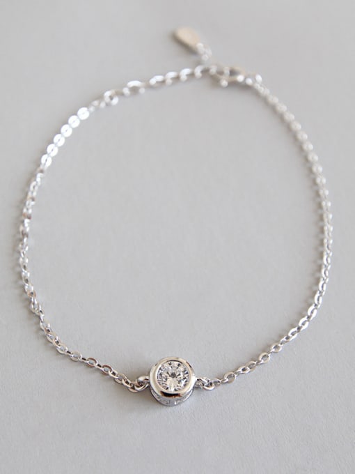 DAKA 925 Sterling Silver With Platinum Plated Classic Cubic Zirconia Bracelets