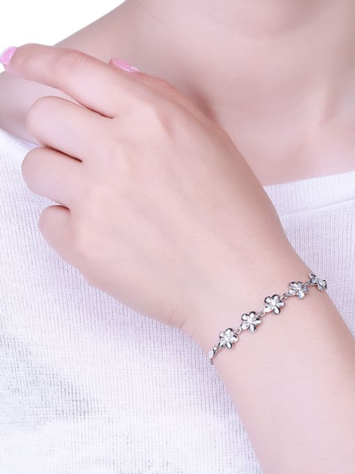 One Silver 2018 Women Adjustable Length Flower Shaped Bracelet 1