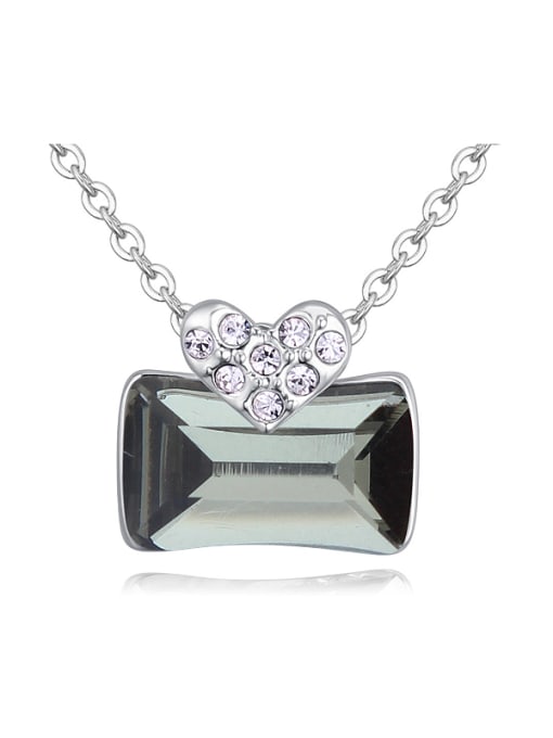 QIANZI Simple Little Heart austrian Crystals Alloy Necklace 0