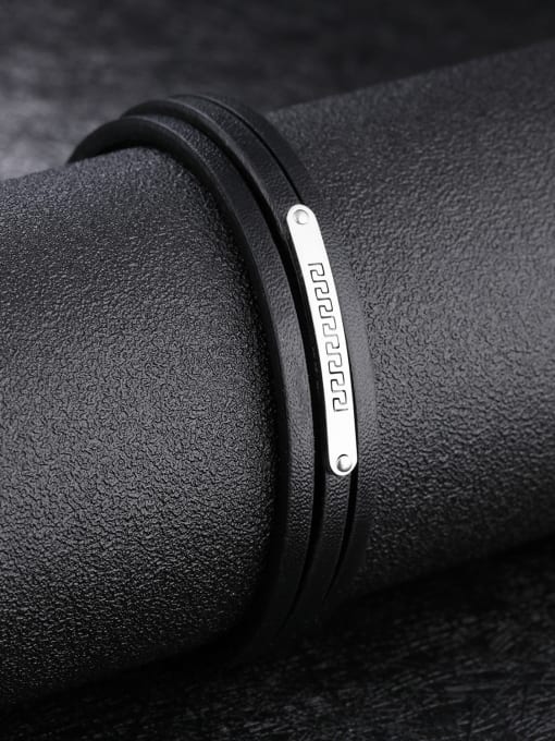 Open Sky Multi-band Titanium Artificial Leather Bracelet 2