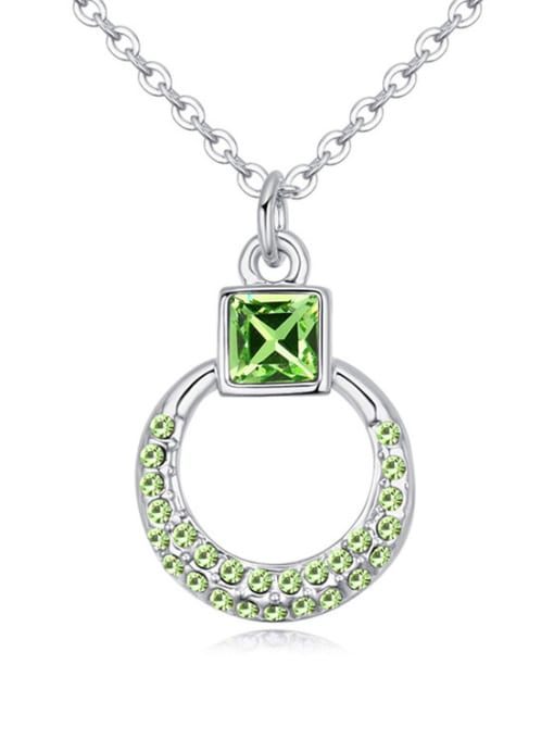 green Simple Square Cubic austrian Crystals Hollow Round Alloy Necklace