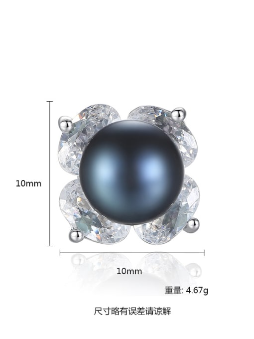CCUI Sterling Silver 3A Zircon Flower Black Pearl Earrings 3