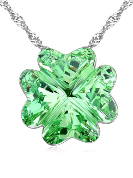 green Simple Flower austrian Crystal Pendant Alloy Necklace