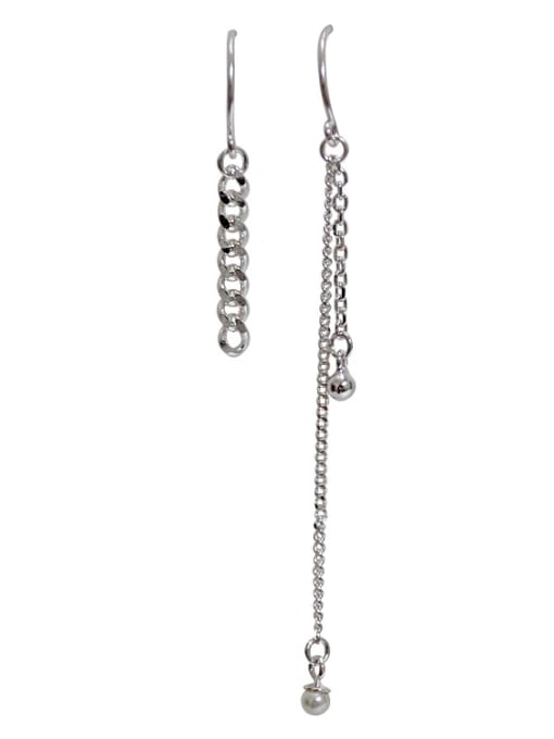 DAKA Asymmetrical style Slim Chain Silver Drop Earrings
