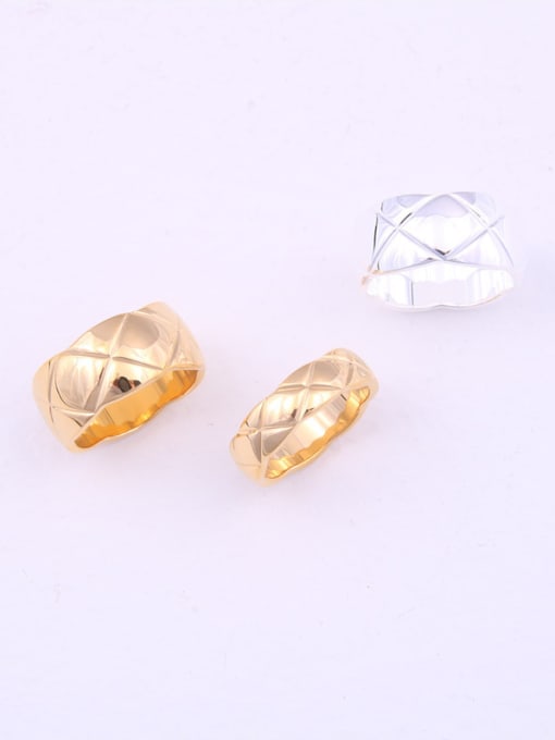 GROSE Titanium With Gold Plated Simplistic Geometric Band Rings