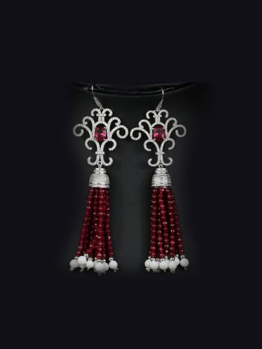 L.WIN Retro Semi-Precious Stones Tassel drop earring 0