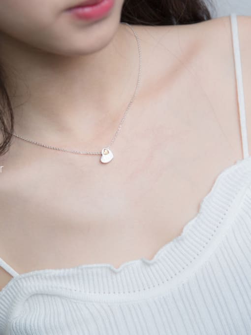 Rosh Temperament Double Color Design Heart Shaped Necklace 1