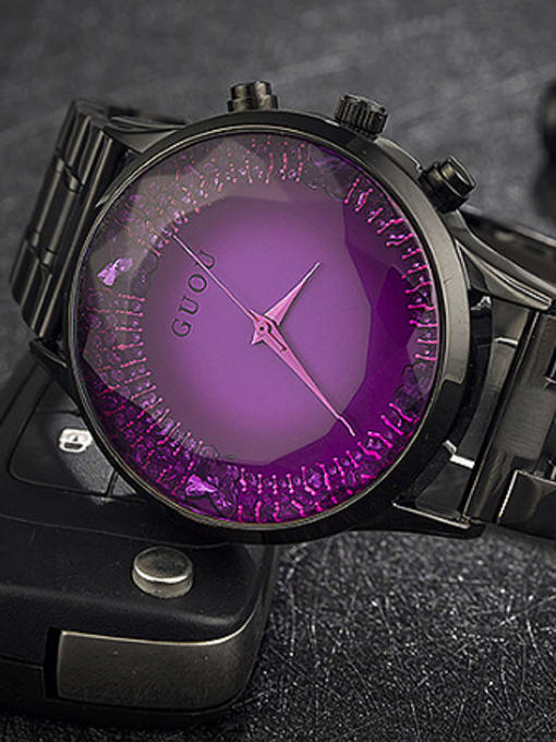 purple & black GUOU Brand Fashion Butterflies Rhinestone Watch