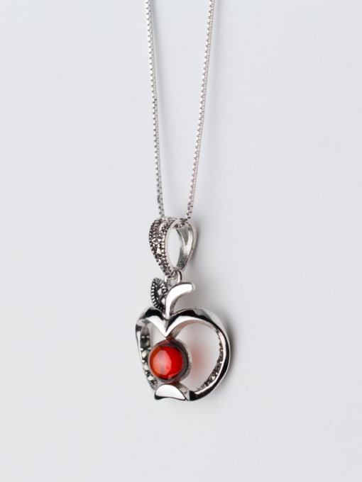 Red All-match Hollow Apple Shaped Zircon Thai Silver Pendant