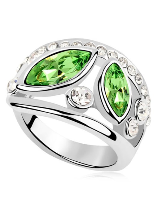 green Exaggerated Marquise Cubic austrian Crystals Alloy Ring