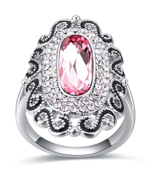 pink Exaggerated austrian Crystals Alloy Ring