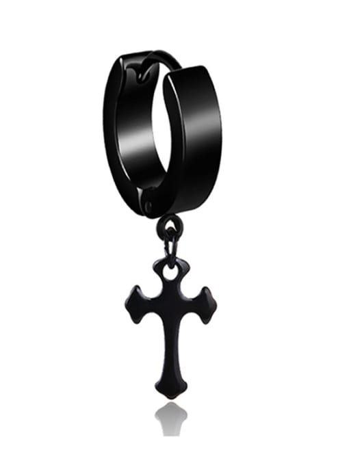 black Stainless Steel With Black Gun Plated Fashion Cross Earrings
