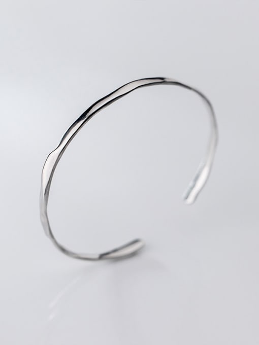 Rosh 925 Sterling Silver With Smooth Simplistic Round Free Size Bangles 2