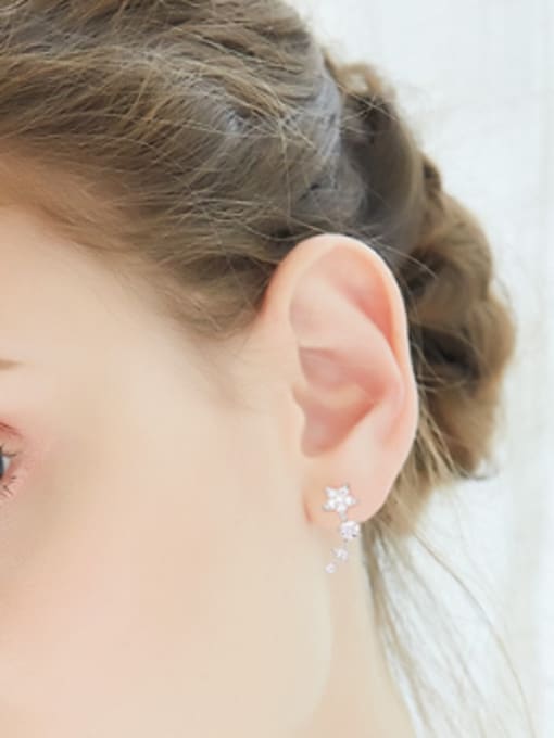 CEIDAI Fashion Tiny Cubic Zirconias Stars 925 Silver Stud Earrings 1