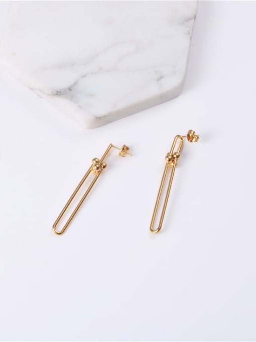 GROSE Titanium With Gold Plated Simplistic Geometric Drop Earrings 2