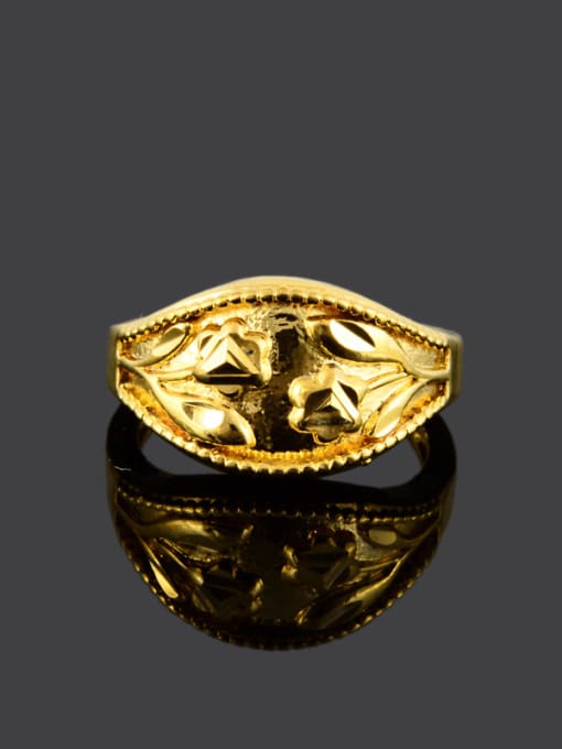 Yi Heng Da High Quality 24K Gold Plated Flower Pattern Copper Ring 1