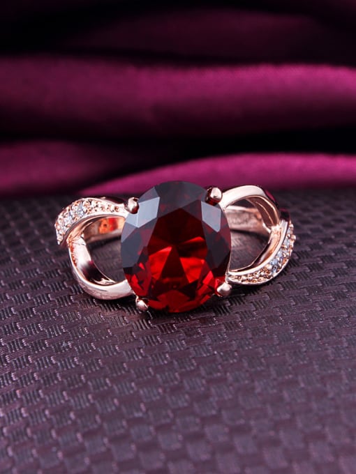 SANTIAGO Exquisite Red 18K Rose Gold Plated Zircon Ring 1