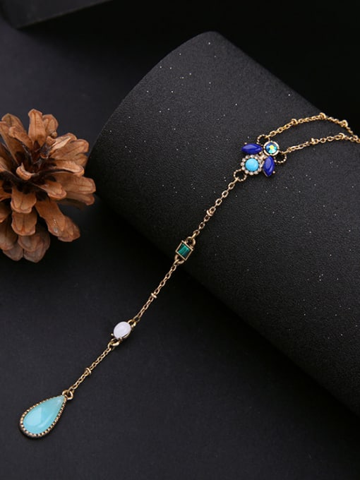 KM Alloy Fashion Simple Water Drop-Shaped Artificial Stones Long Sweater Necklace 3