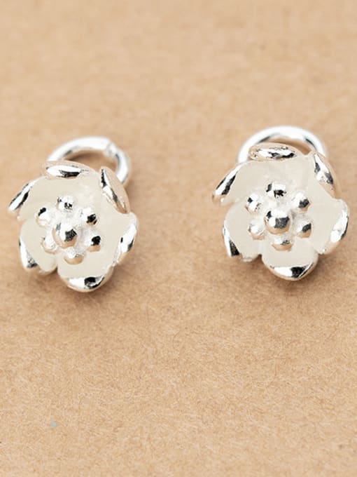 FAN 925 Sterling Silver With Silver Plated Cute Flower Charms 0