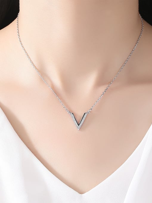 BLING SU Copper With 3A cubic zirconia Simplistic Geometric Necklaces 1