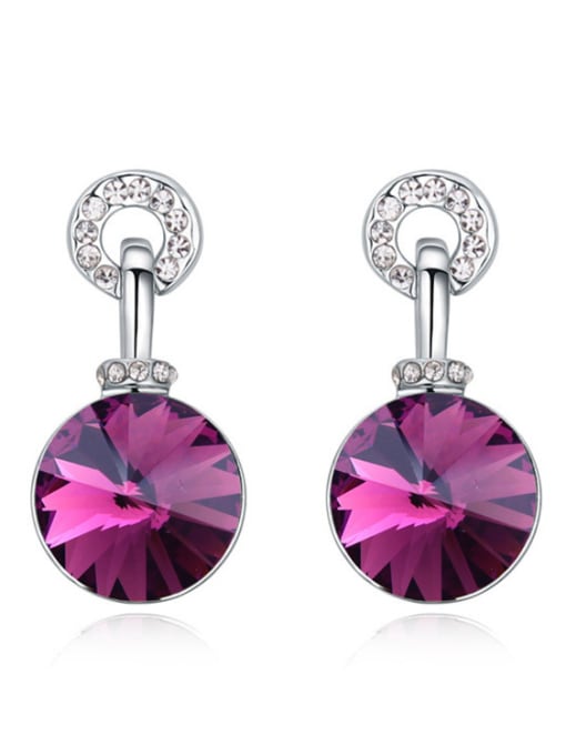 Purple Fashion Shiny Cubic austrian Crystals Alloy Stud Earrings