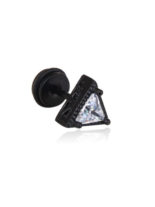 black Stainless Steel With Black Gun Plated Fashion Triangle Stud Earrings