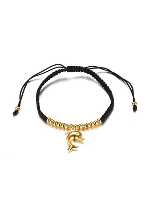 CONG Adjustable Length Dolphin Shaped Gold Plated Titanium Bracelet 0