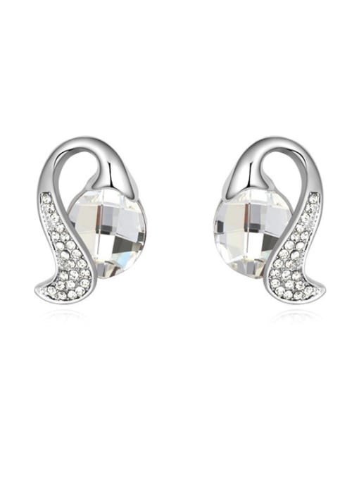 White Fashion Cubic austrian Crystals-covered Alloy Stud Earrings