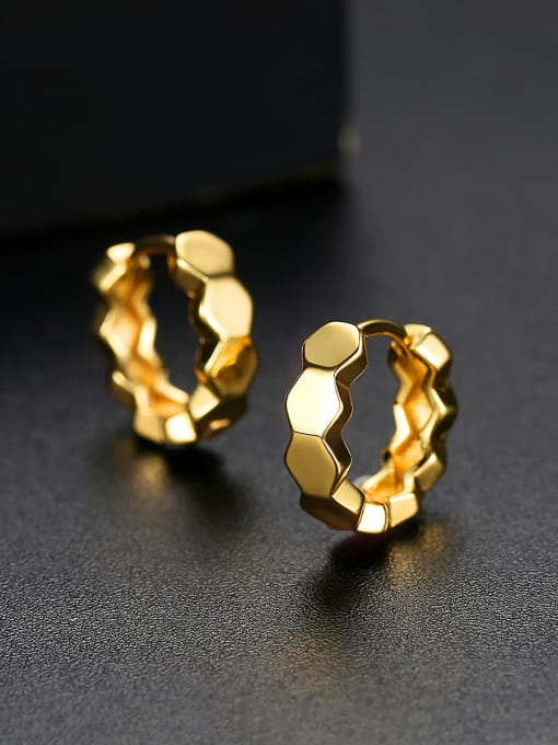 BLING SU Copper With Glossy  Personality  Geometric Stud Earrings 2