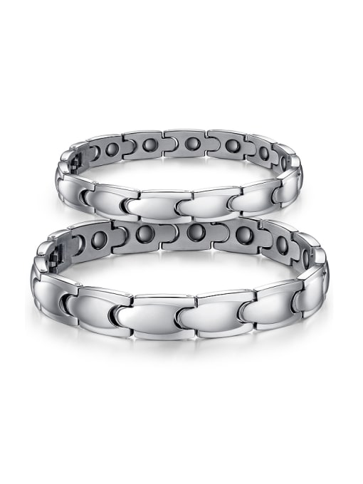 Open Sky Simple Titanium Cubic Magnets Lovers Bracelet 0