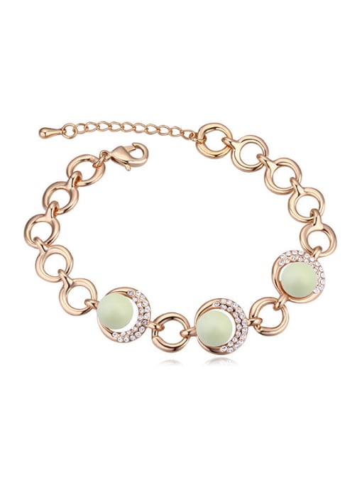 green Fashion Champagne Gold Plated Imitation Pearls Alloy Bracelet