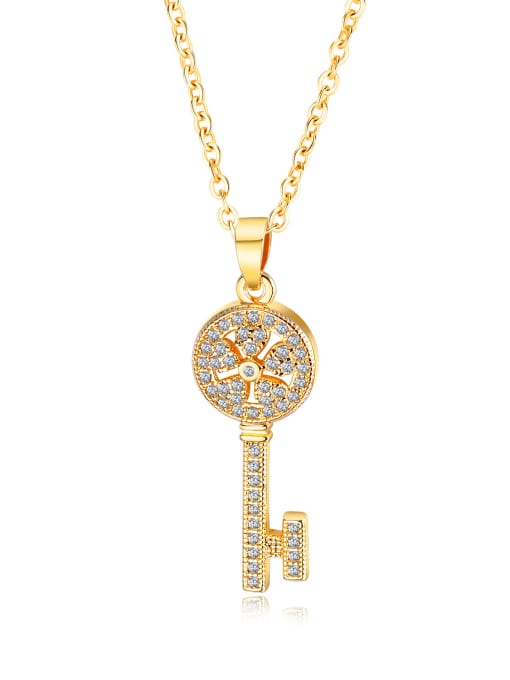 707-Gold Copper With White Gold Plated With key Necklaces